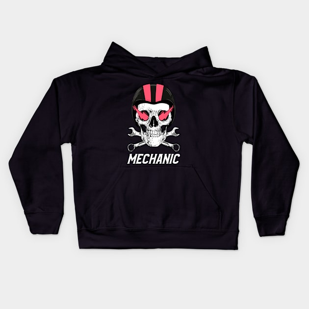 Skull Mechanic Kids Hoodie by WizardingWorld